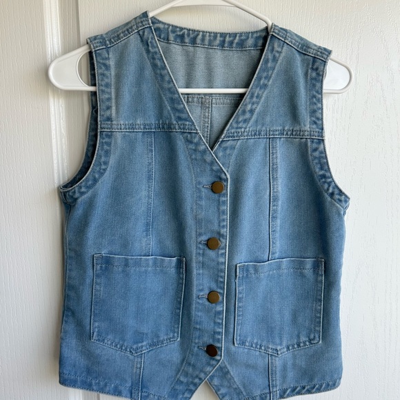 Jackets & Blazers - Light Wash Denim Button Front Vest